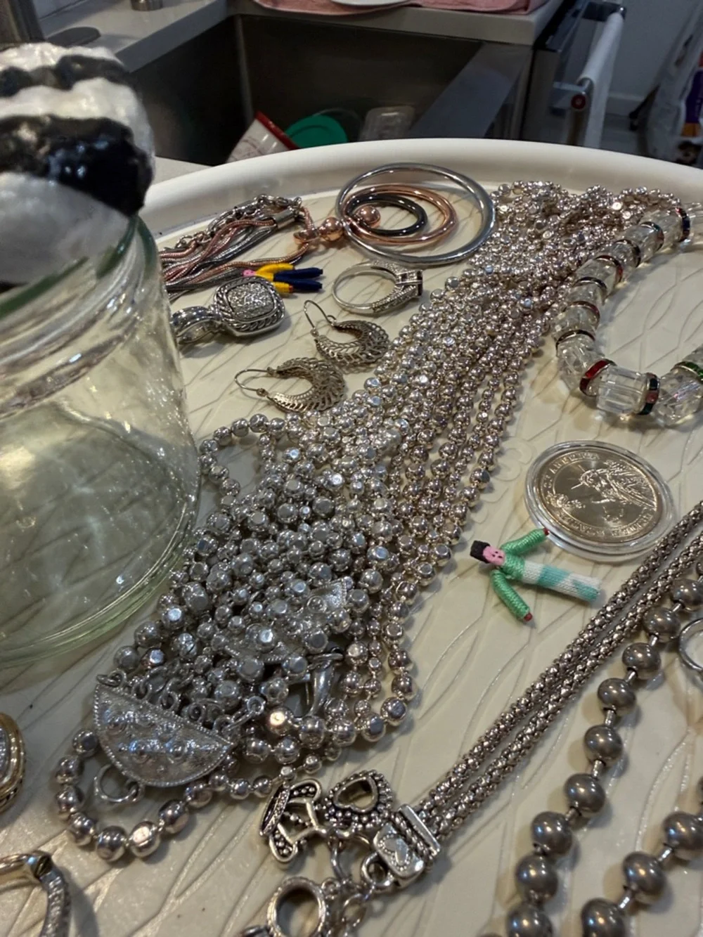 JAR of Jewels. Mixed Silver-Tone and Multicolor Necklace & Jewelry Lot - Picture 12 of 12